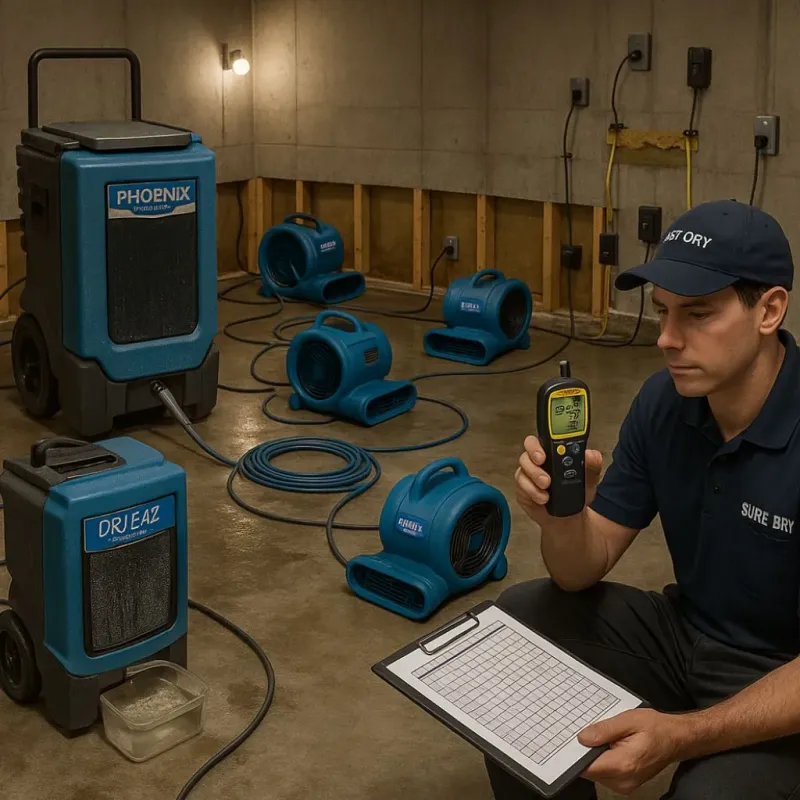 Structural Drying and Dehumidification process in Wolfe City, TX